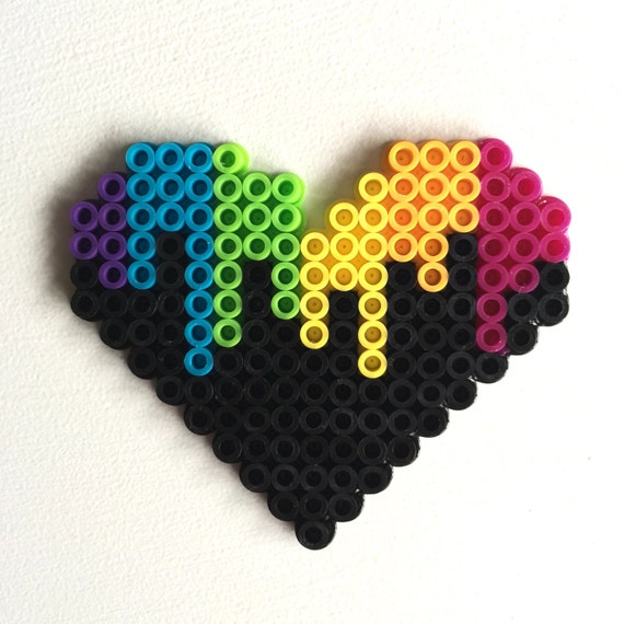 Melting Rainbow Heart Perler by theNIFTYnerdette on Etsy