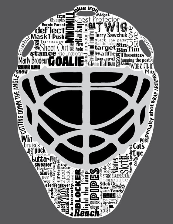 Hockey Goalie Shootout & Net / Word Art Typography / Wall Art