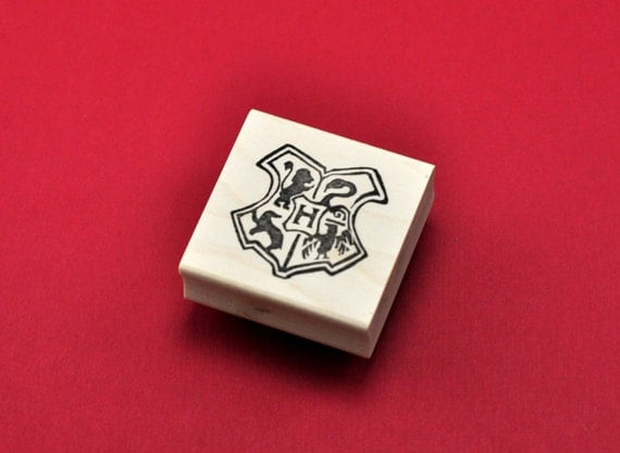 Hogwarts Seal Rubber Stamp Hand carved Harry Potter by GeekStamps