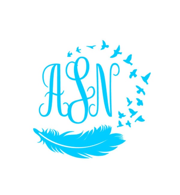 Download Feather Bird Monogram Vinyl Decal Custom Car Decal