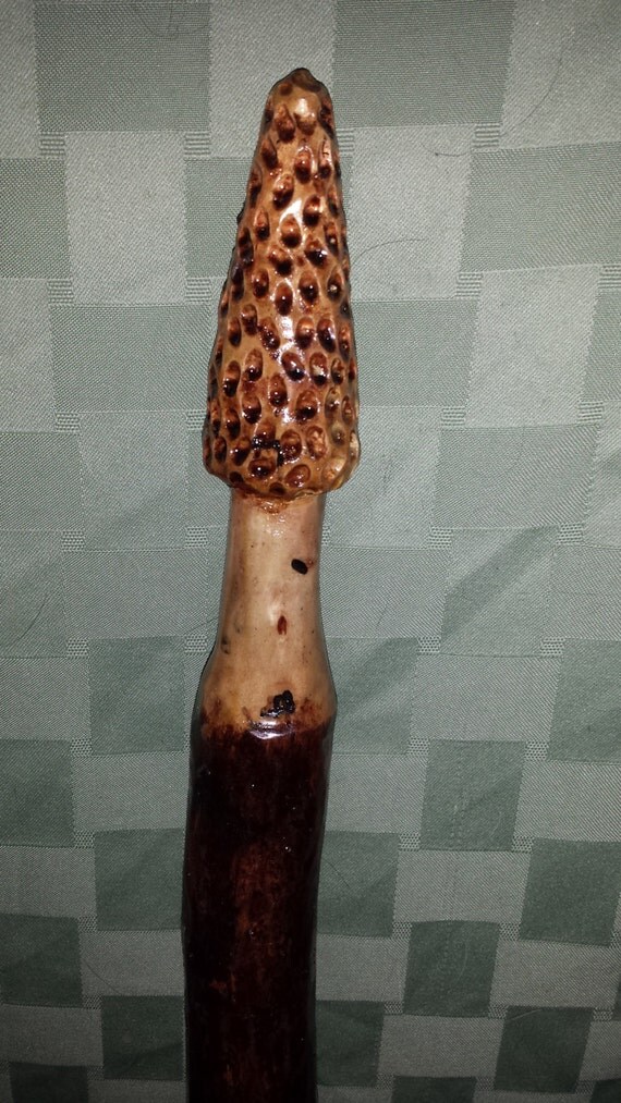 Hand Carved 54 Morel Mushroom Walking Stick