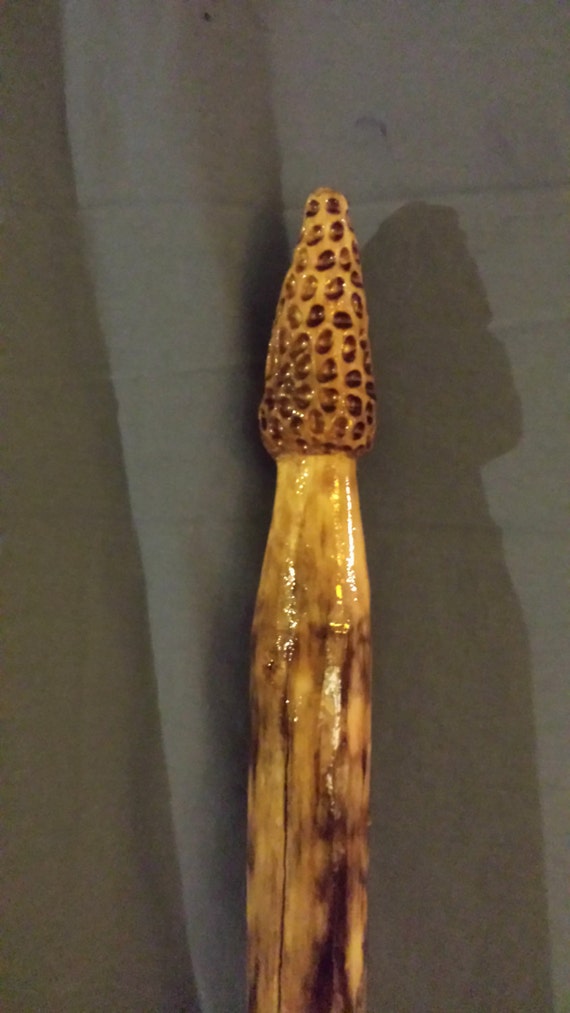 Handcarved 64 Morel Mushroom Walking Stick Free