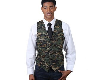 Men's dark camouflage pattern cotton full back vest