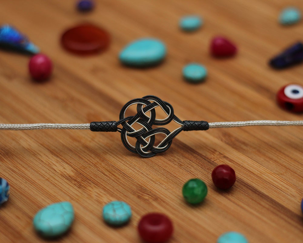 Blackened Silver Endless Knot Bracelet Sterling Silver