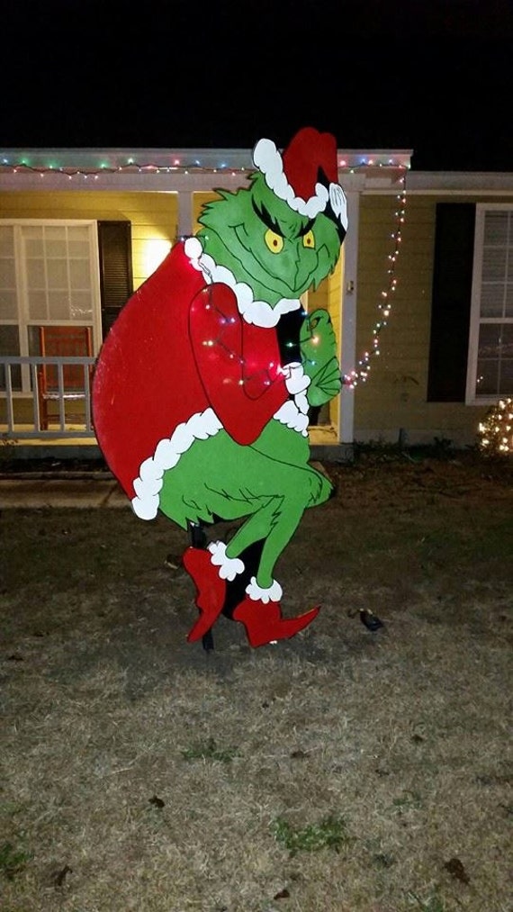 wood grinch stealing christmas lights pattern MEMES