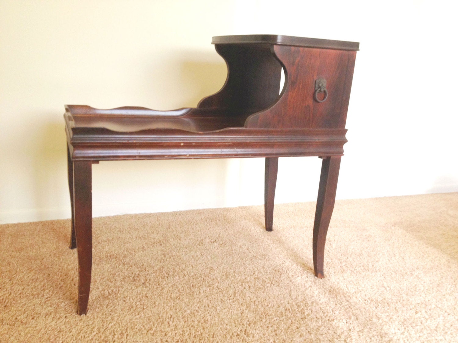 Vintage Dark Wood Side Table Vintage End Table Table by OwlOrange