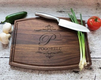 Personalized Cutting Board - Walnut - Anniversary - House Warming -Custom Wedding Gift - Unique Gift - Realtor gifts