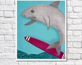 Items similar to Surf Shark Nursery Print Little Boys Surfer Decor ...