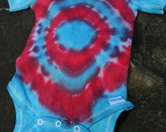 CUSTOM Made to Order Tie Dye Baby Tie Dye Baby Romper Baby Bodysuit Phishman Phish Baby Clothing Red & Blue Tie Dye Festival Tie Dye