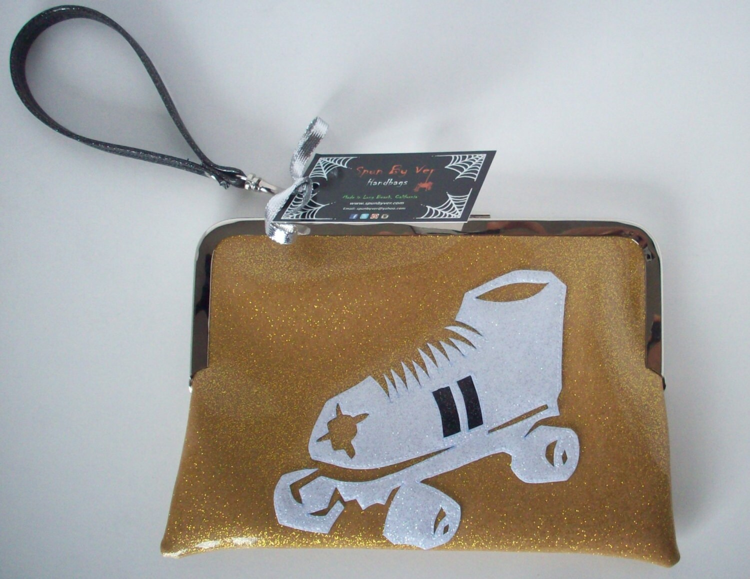 Roller Derby clutch sparkle vinyl metal flake gold by spunbyver