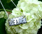 Sterling silver necklace, silver necklace, stamped necklace, peace necklace, sterling necklace, layering necklace, bar necklace Sterling silver necklace, silver necklace, stamped necklace, peace necklace, sterling necklace, layering necklace, bar necklace