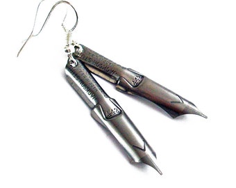 Inspirational Words - Vintage Pen Nibs Earrings Jewelry