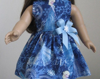 AMERICAN GIRL DOLL Clothes Frozen Blue Elsa Dress fits American Girl Dolls