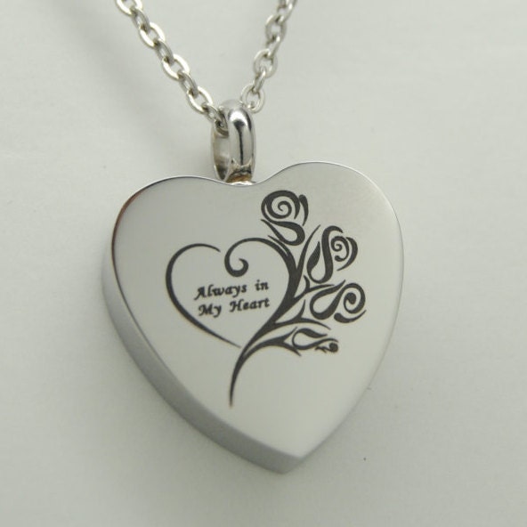 Always in my Heart Cremation Jewelry Engravable Heart Urn