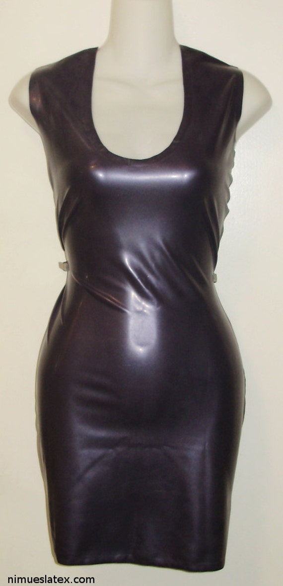 Metallic Purple LATEX Tank Dress size X-Large tight and