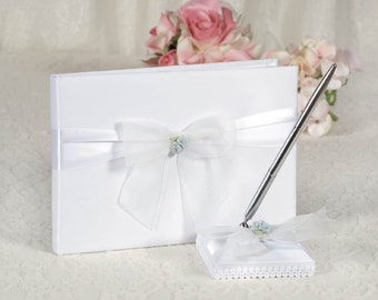 Lime Green Glitter/Butterfly Three Piece Wedding Set - Guestbook, Pen, Knife & Server Set