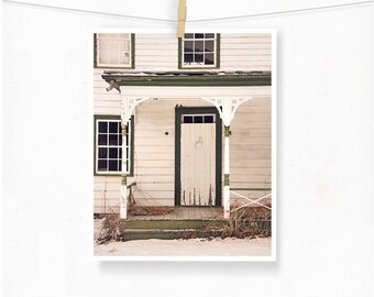 Farmhouse Photography, Cream White Decor, Rustic Photography, Abandoned, Rural Decay, Weathered, White Door Photograph, Cottage Decor