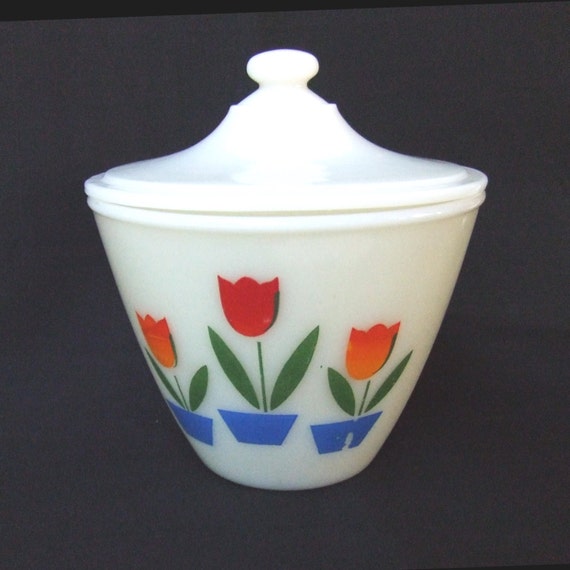 Fire King Tulip Bowl with Lid Grease Jar