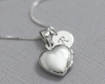 Personalized Heart Locket Necklace, Sterling Silver Heart Locket Necklace, Sterling Silver Heart Necklace, Initial Necklace, Girlfriend Gift