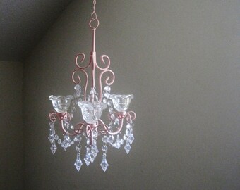 Pink Blush 3 Candle Chandelier MADE TO ORDER