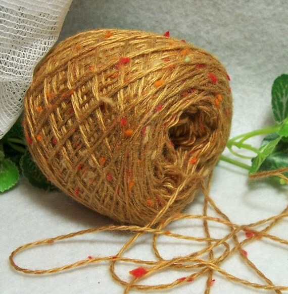 Items similar to Mackintosh Gold Tweed Wool Blend Yarn, Burnished Golden Color with Bits of