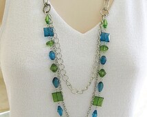 Popular items for long blue beads on Etsy