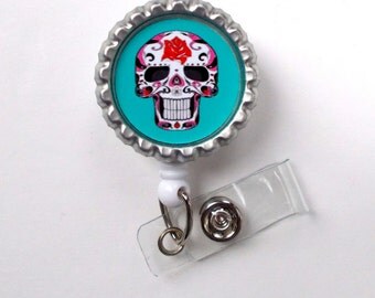 Skeleton Aqua - Nursing Badge Holder - Labor and Delivery Badge Reel - Nurse Name Badge -Teacher Badge - Medical Badge - Office Badge