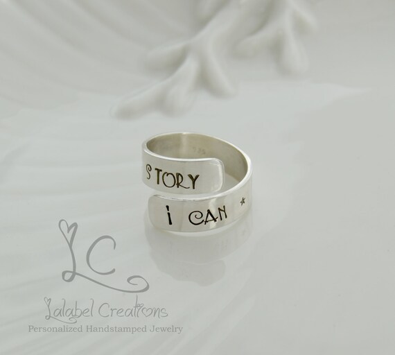Personalized Wrap Around Ring, Hand Stamped Ring, Sterling Silver