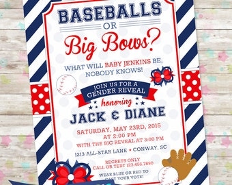 Baseball Gender Reveal, Baseballs or Big Bows, Gender Reveal Party, Sports Gender Reveal, Gender Reveal Idea, Baseball or Bows, DIY
