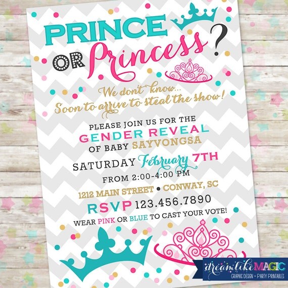 Prince Or Princess Gender Reveal Invitations 8