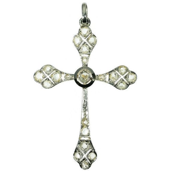 Vintage White Gold Diamond Cross Pendant Original Bail 1930s ref.12094 ...