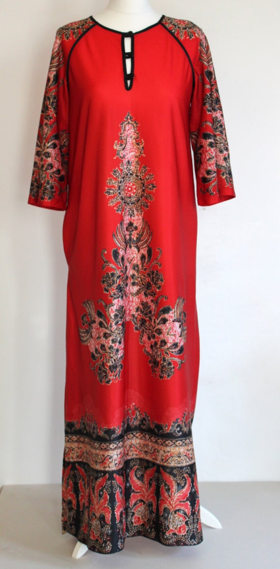 70s maxi kaftan dress 70s hippy dress ethnic dress oriental
