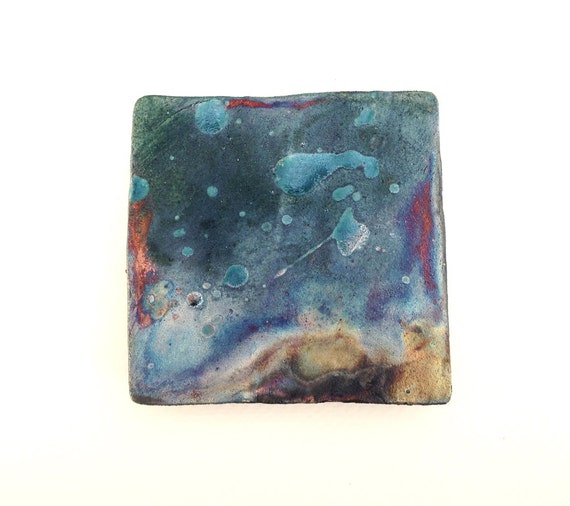 Raku Tile Monsoon 19 Handmade Clay Ceramic by JudithArnaudGary