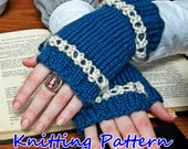Contrast Eyelet Mittens Knitting Pattern - Fingerless Gloves Digital Download PDF Pattern