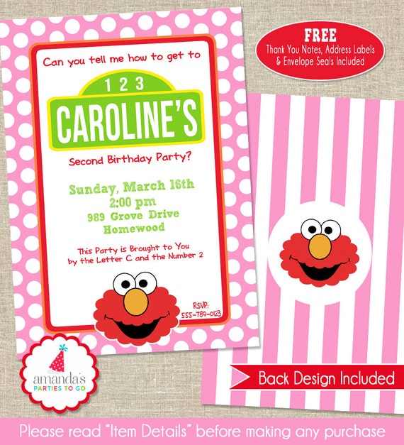 Elmo Girl Birthday Invitations 10