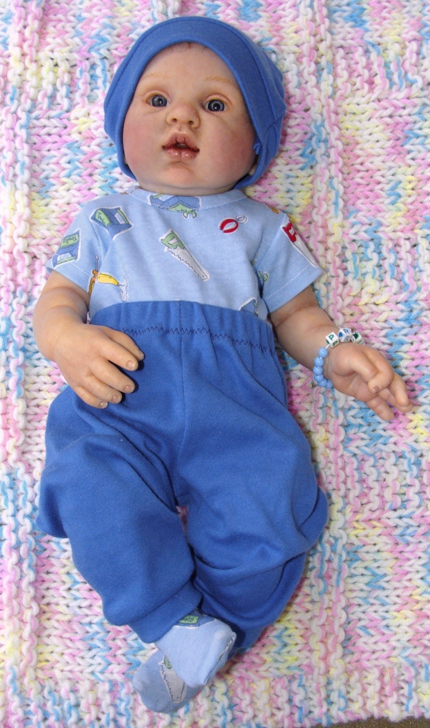 16 inch reborn preemie baby doll clothes Yellow and smocked