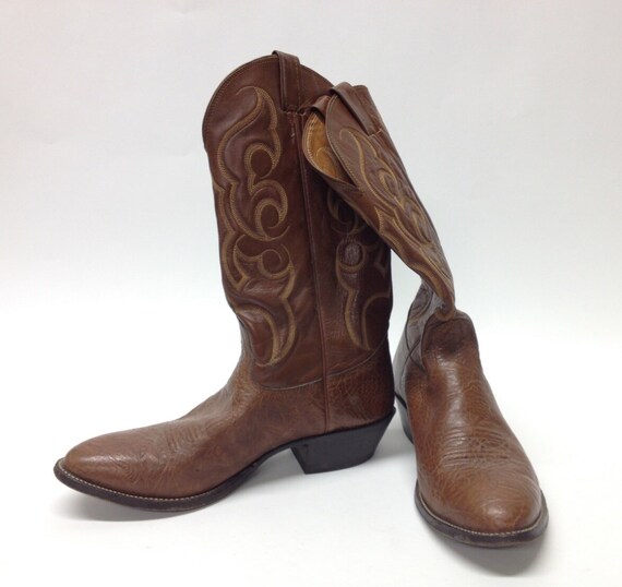 Items similar to Western Boots Mens Size 10 1/2 Brown Leather on Etsy