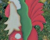 Santa Chicken, Christmas ornament, hand painted, wood ornament,. Country Christmas, Prim Christmas, Chicken decor