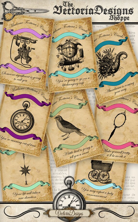 Fortune Teller Cards printable halloween occult party decor