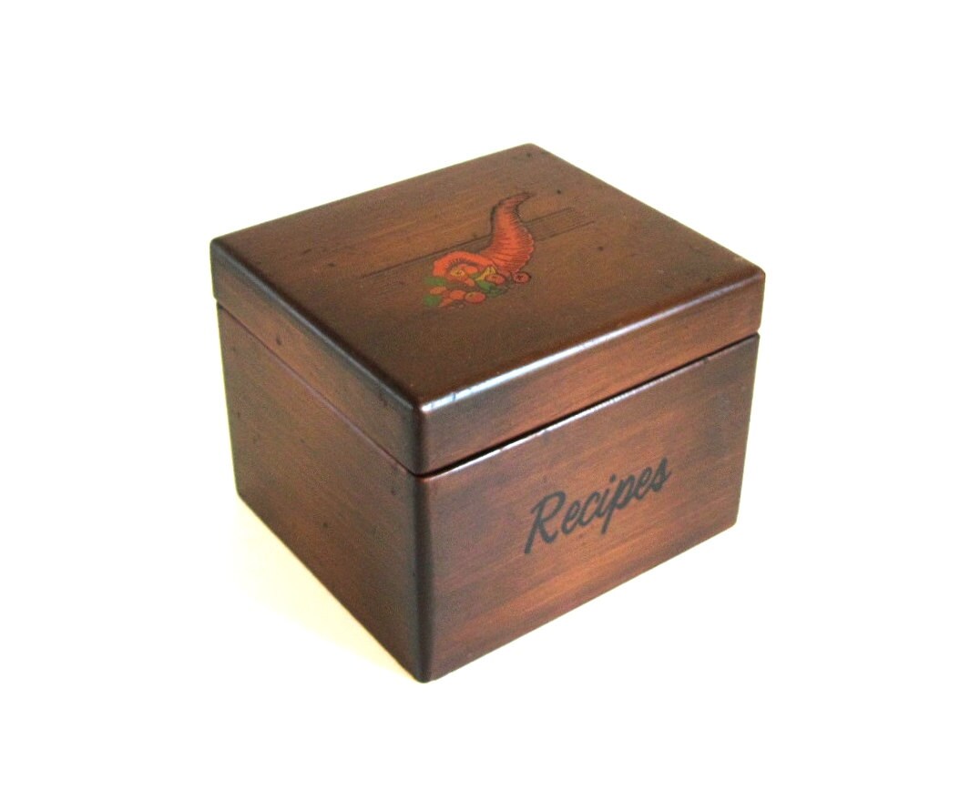 Wooden Recipe Box Large Wood Recipe Card File by LaurasLastDitch