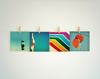 print set // mid century modern // wall art print set // - Free Shipping 5x5 or 4x6 Prints - Pick FOUR