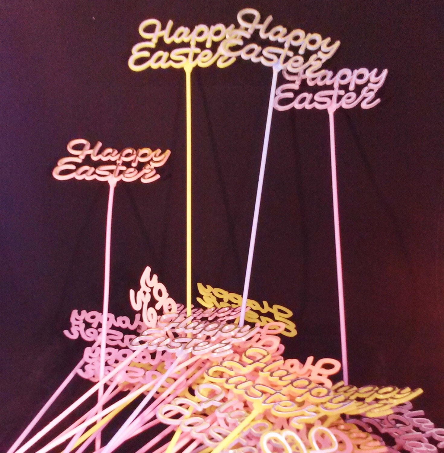 Floral Picks Happy Easter Plastic Lot Vintage by myatticscharms