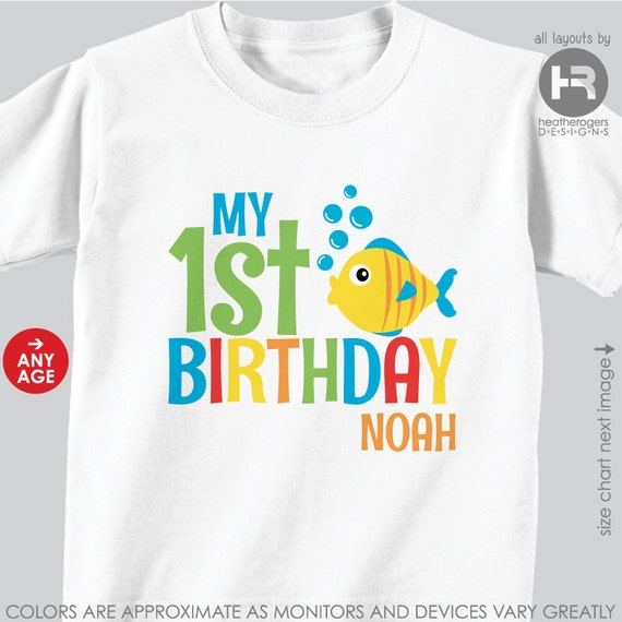 Personalized Under the Sea Fish Birthday Shirt or Bodysuit