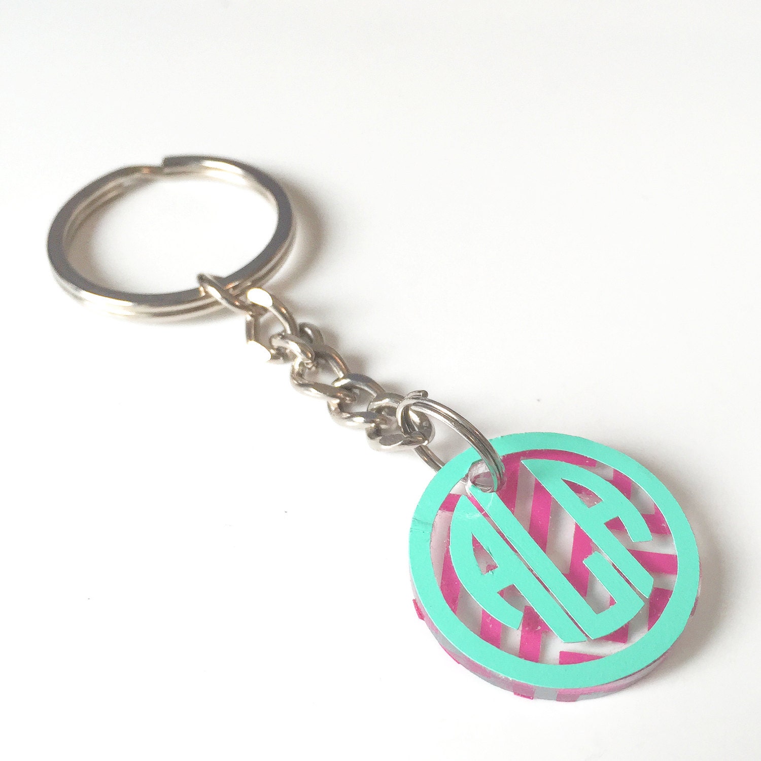 Small Custom Monogram Acrylic Keychain by HelloAshleyann on Etsy