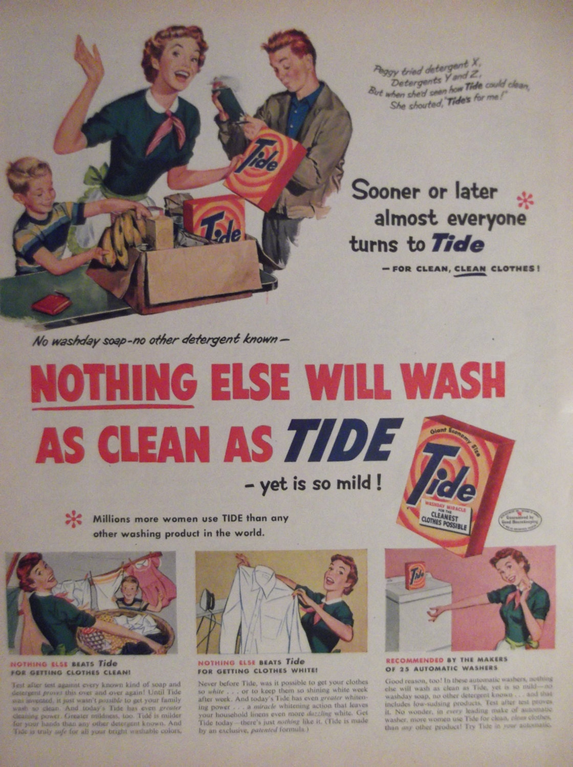 TIDE LAUNDRY DETERGENT Original Vintage by VintageAdGallery