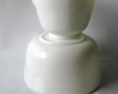set of 2 milk glass Art Deco Hamilton Beach mixing bowls / nesting bowls 1940s