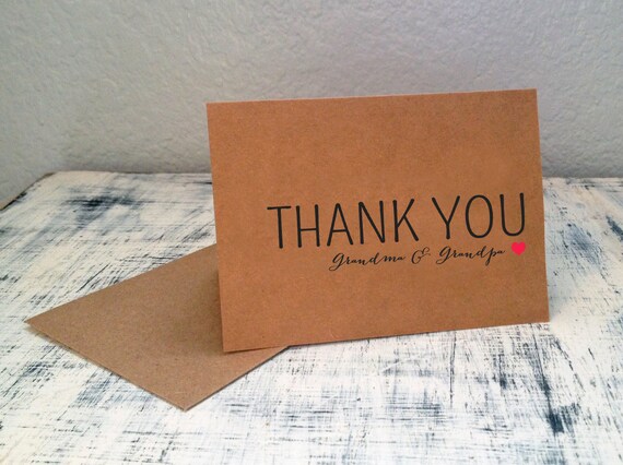 Grandparents thank you card personalized thank you card with