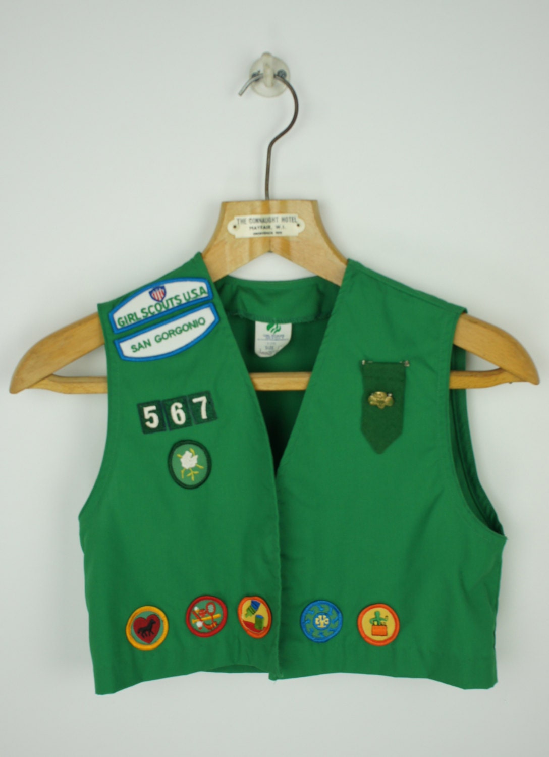 Vintage Girls Scout Vest with Patches size 14 by foundationvintage
