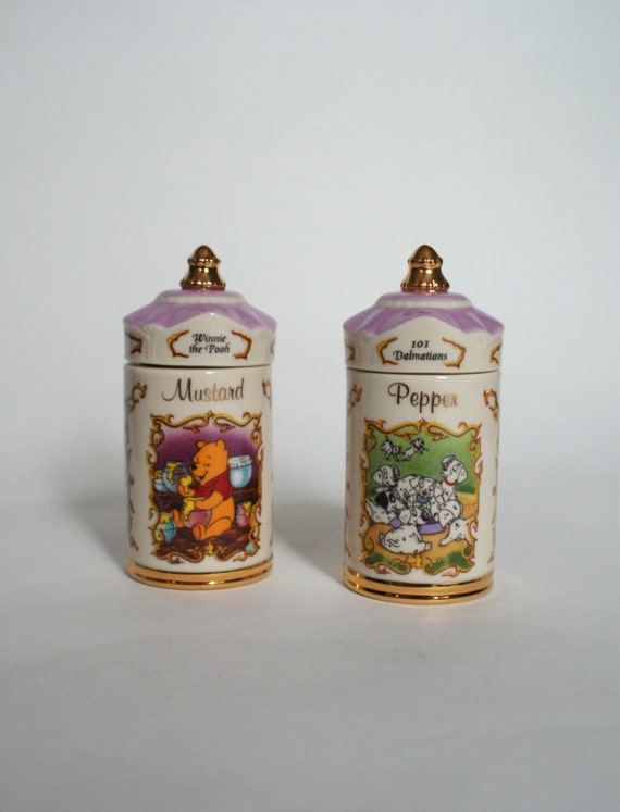 Pair of Disney Lenox Spice Jars Winnie the Pooh and 101 by LaaLoo