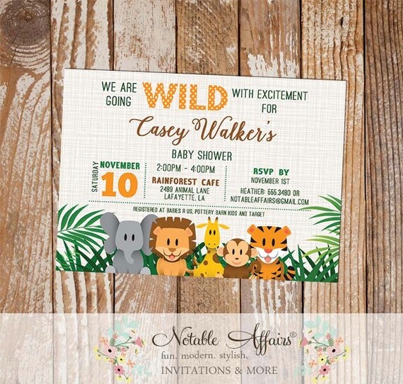 Zoo Themed Baby Shower Invitations 9